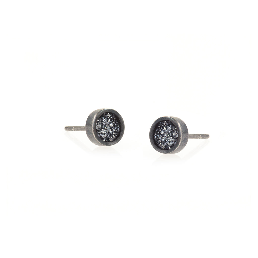 Teeny Tiny Spot Stud Earrings Oxidised - READY TO SHIP