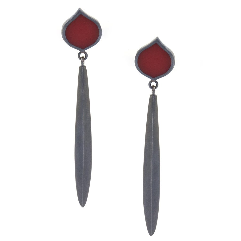 Red Curve Drop Earrings - READY TO SHIP