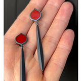 Red Curve Drop Earrings - READY TO SHIP
