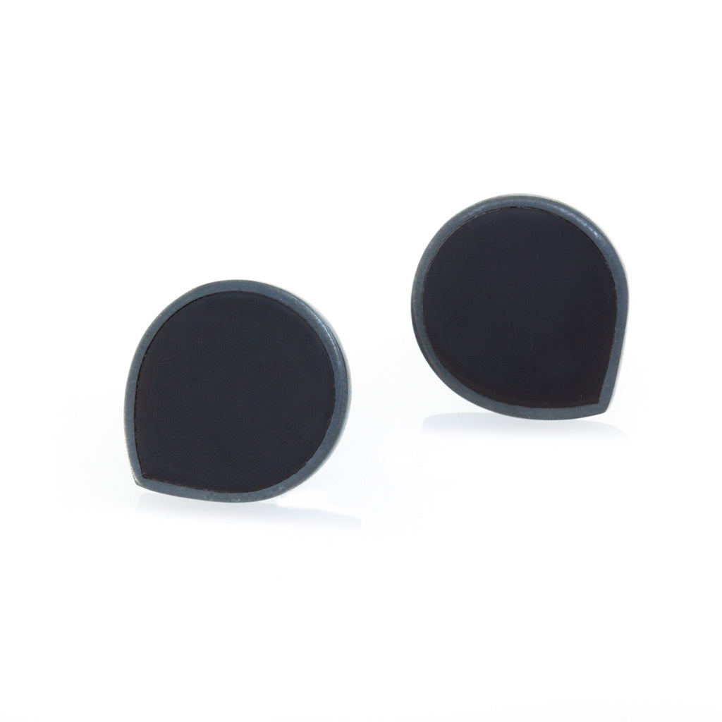 Teardrop Black Stud Earrings - READY TO SHIP