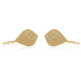 Speckled Teardrop Earrings - Yellow Gold & Diamonds