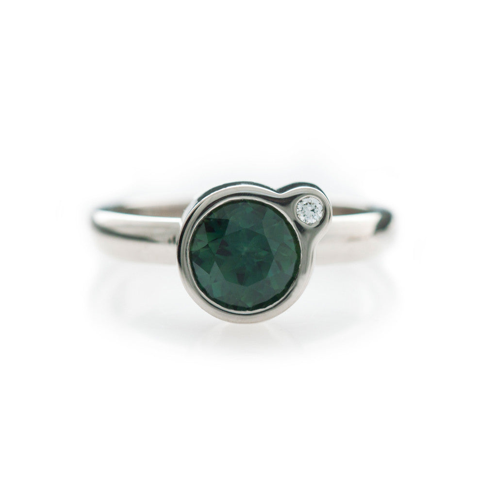 My Friend and I Ring - White Gold & Green Sapphire