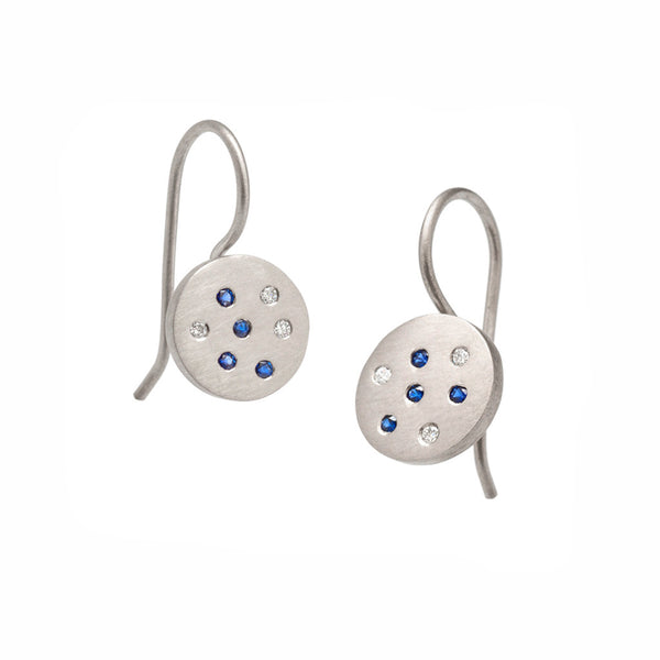 Speckled Earrings - White Gold & Sapphires