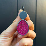 Pink Oval Glitter Earrings - READY TO SHIP