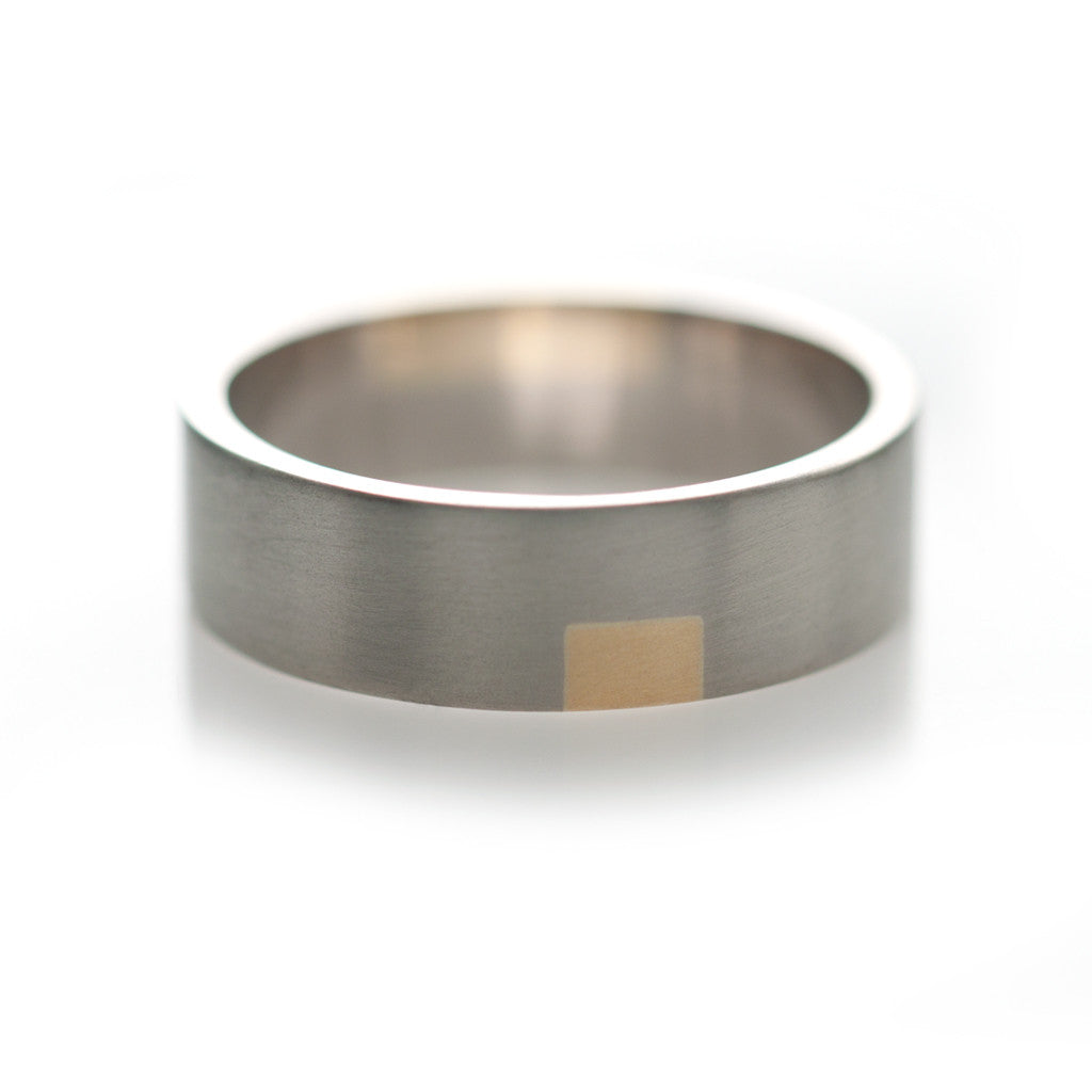 One Check Inlay Ring - Square