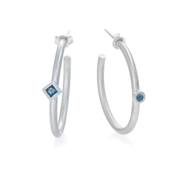 Atlas Light Blue Hoop Earrings - READY TO SHIP