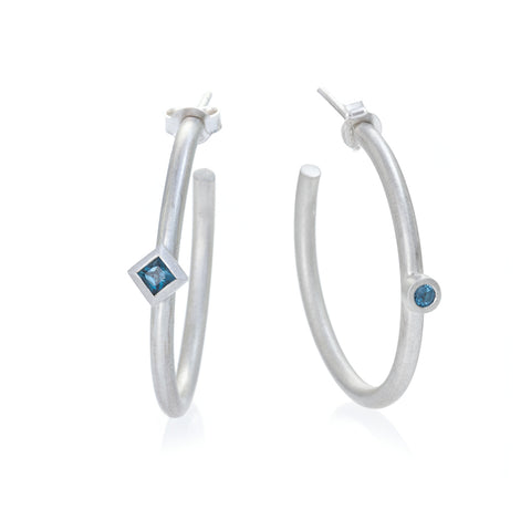 Atlas Light Blue Hoop Earrings