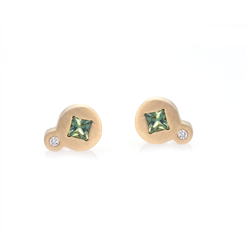 My Friend & I - Princess Cut Sapphire Earrings