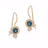 Triple Dot Teal Sapphire Earrings