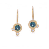 Triple Dot Teal Sapphire Earrings