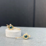 Triple Dot Teal Sapphire Earrings -  READY TO SHIP