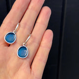 Oval Blue Droplet Earrings - READY TO SHIP