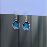 Oval Blue Droplet Earrings - READY TO SHIP