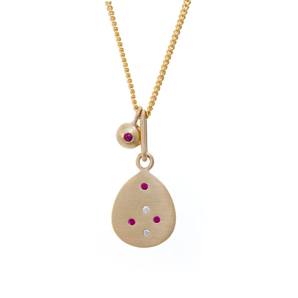 Speckled Teardrop Ruby Pendant