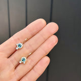 Triple Dot Teal Sapphire Earrings -  READY TO SHIP