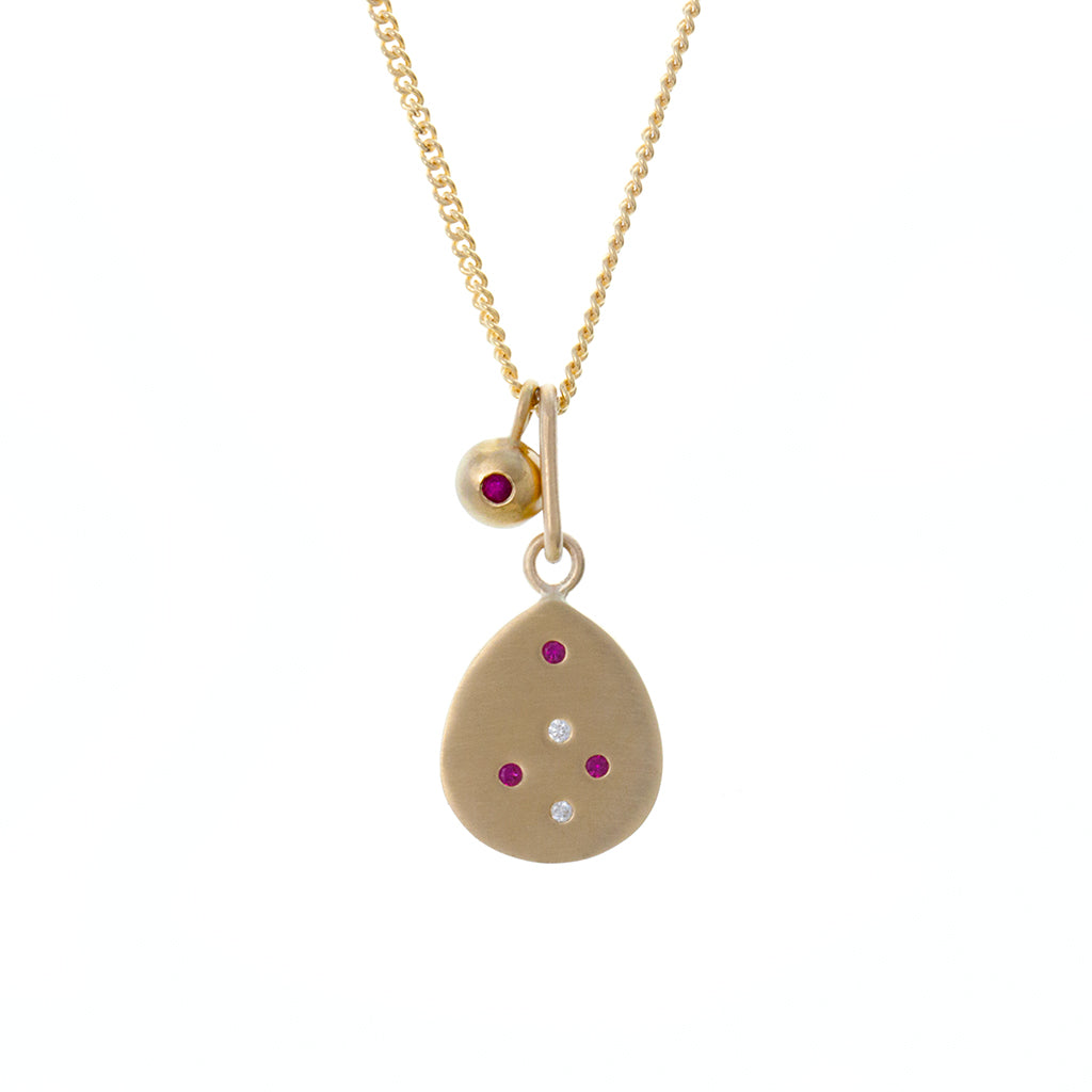 Speckled Teardrop Ruby Pendant