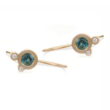 Triple Dot Teal Sapphire Earrings -  READY TO SHIP
