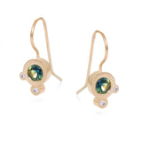 Triple Dot Teal Sapphire Earrings -  READY TO SHIP