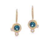 Triple Dot Teal Sapphire Earrings -  READY TO SHIP