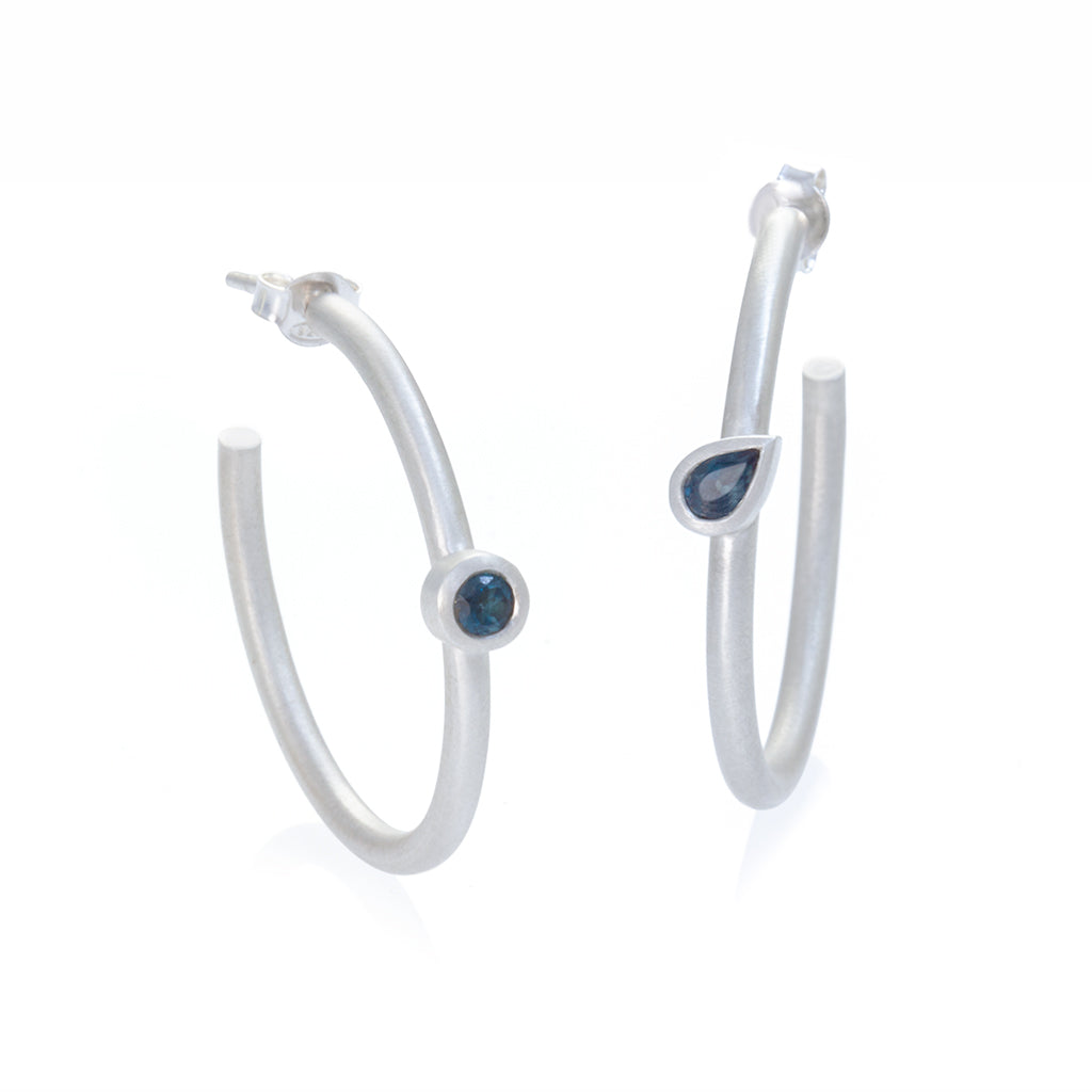 Atlas Dark Blue Hoop Earrings - READY TO SHIP