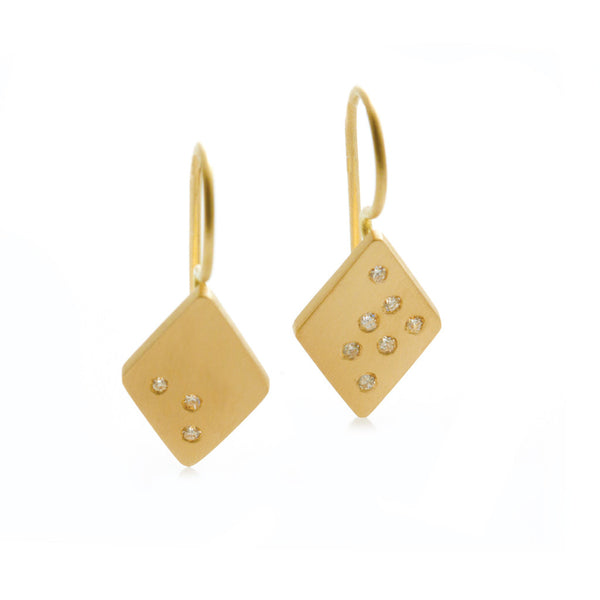 Speckled Earrings Diamond Shape - Yellow Gold