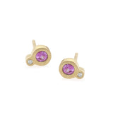 My Friend & I - Pink Sapphire Stud Earrings