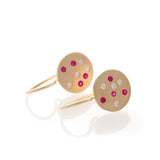 Speckled Earrings - Yellow Gold & Ruby