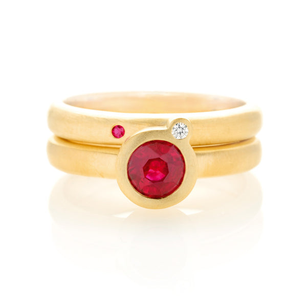 My Friend and I Ring  - Yellow Gold & Ruby