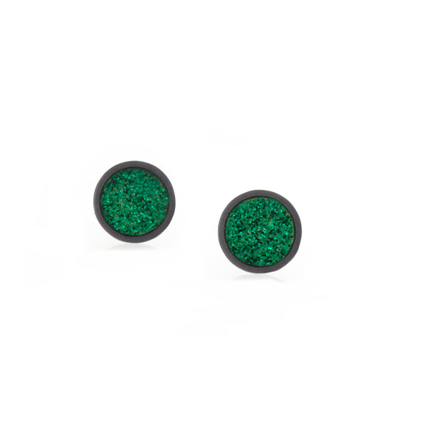 Spot Glitter Earrings - Evergreen Small - READY TO SHIP