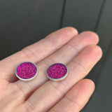 Spot Glitter Earrings - Pink Large   - READY TO SHIP