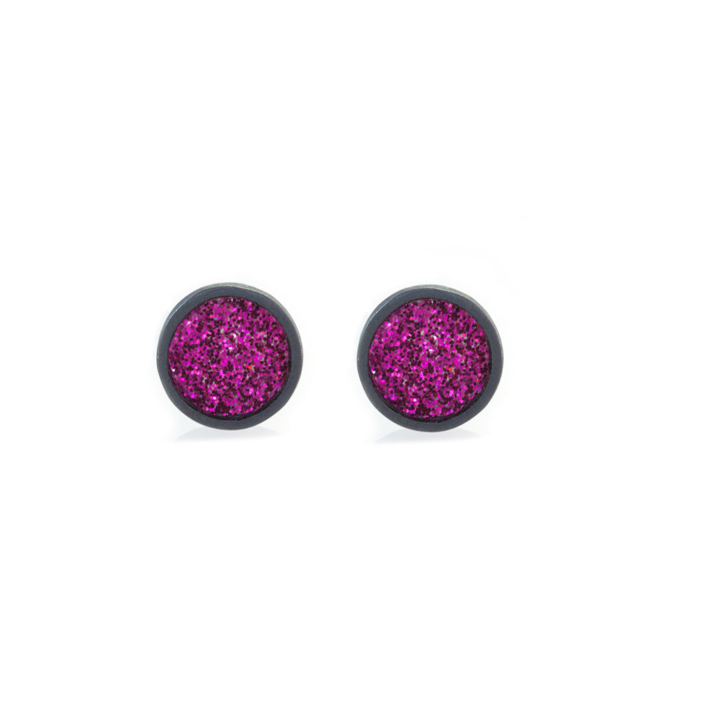 Spot Glitter Earrings - Pink Small  - READY TO SHIP