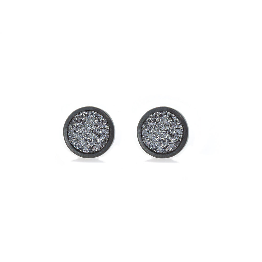 Spot Glitter Earrings - Charcoal Small  - READY TO SHIP