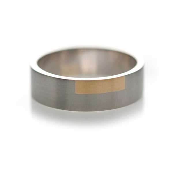 One Check Inlay Ring - Rectangular